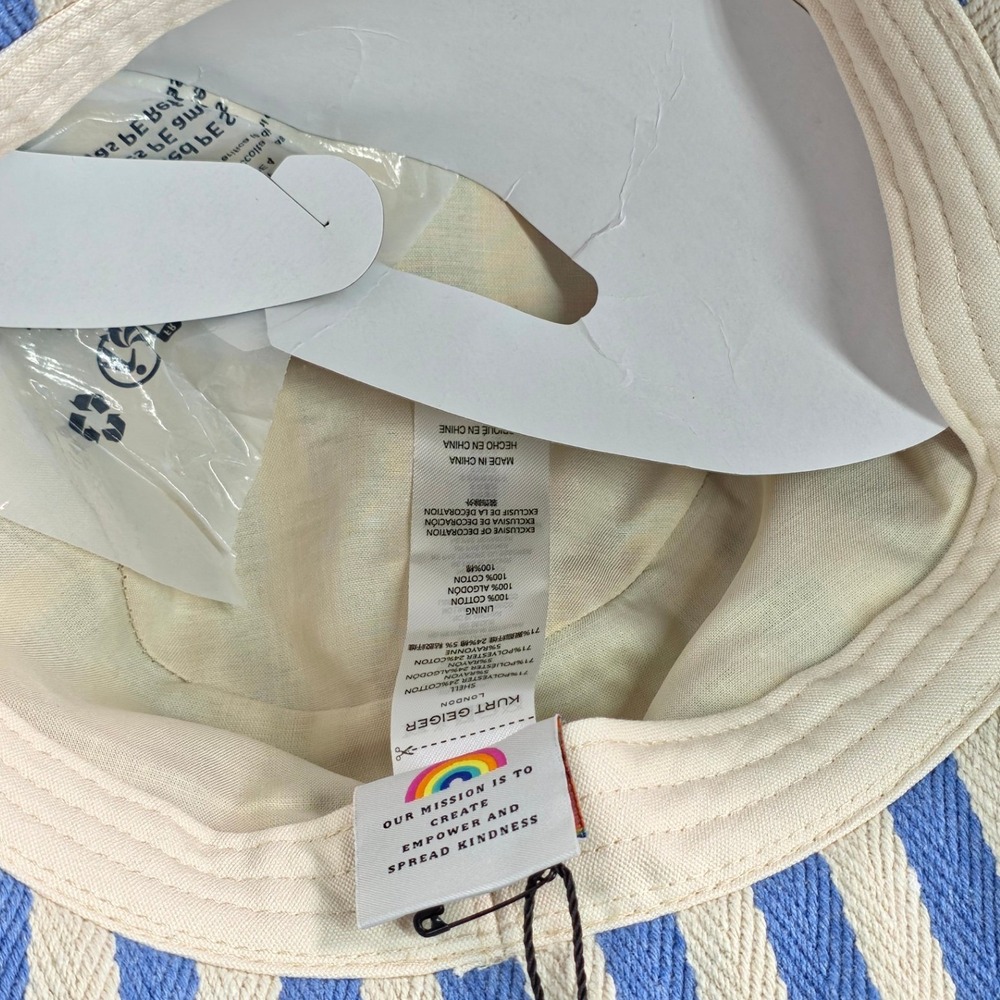Kurt Geiger Womens London southbank Bucket Hat OS Periwinkle Blue Logo Patch NEW - Picture 7 of 10